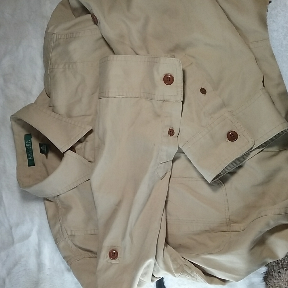 SOLD MERCARI-Lauren Ralph Women's Khaki Button Down Shirt Dress - Picture 6 of 7
